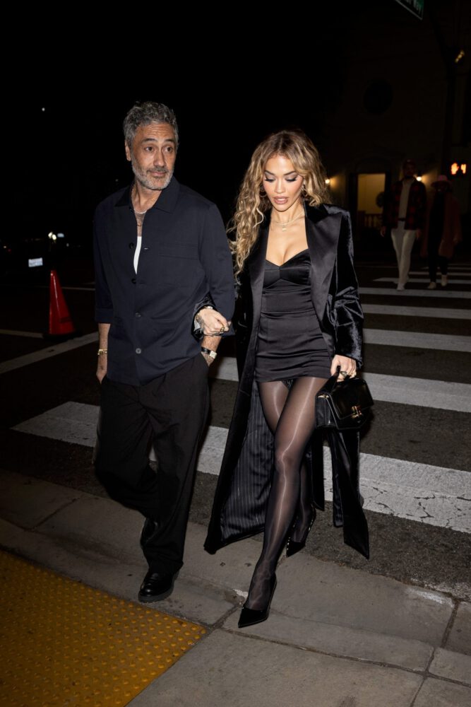 Rita Ora Black Dress Stockings