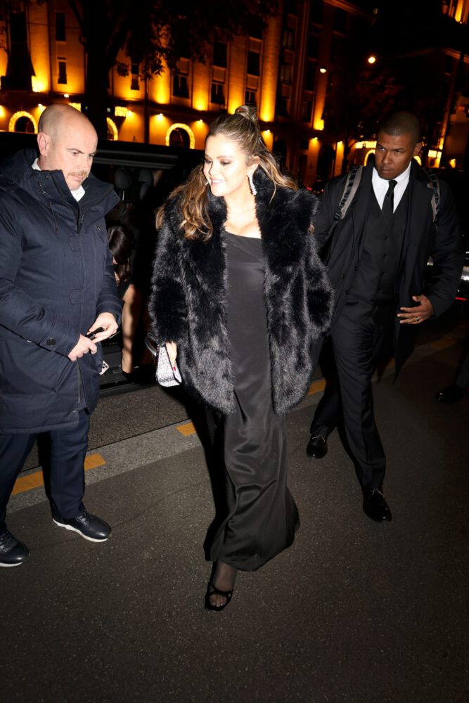 Selena Gomez Paris Black Dress Smile