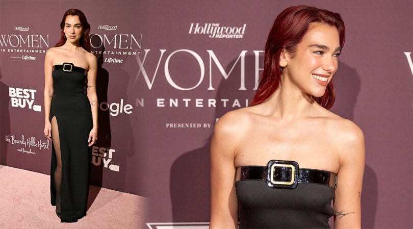 Dua Lipa Stuns in High-Slit Black Dress at The Hollywood Reporter’s Women in Entertainment Gala