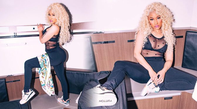 Nicki Minaj’s Allure in Curve-Hugging Leggings and Sheer Elegance