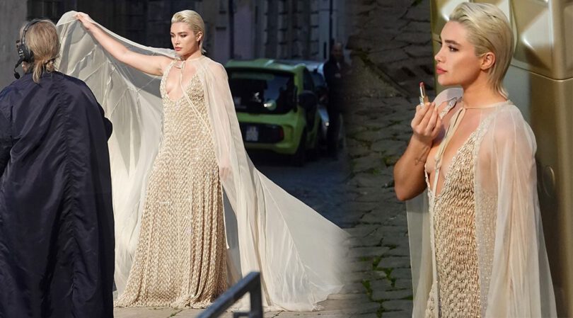 Rome’s Heatwave: Florence Pugh’s Braless Elegance Graces Valentino Shoot