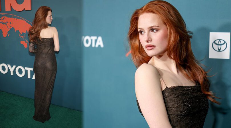 Red Carpet Heatwave: Madelaine Petsch’s Sultry Sheer Dress Ignites the 33rd EMA Gala!
