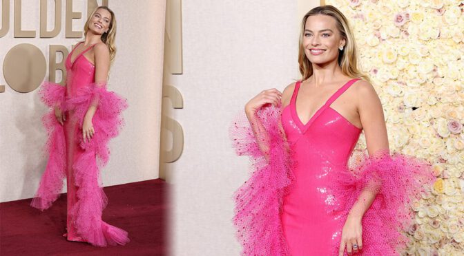 Barbie Girl Alert: Margot Robbie’s Mesmerizing Pink Dress at 81st Golden Globes!