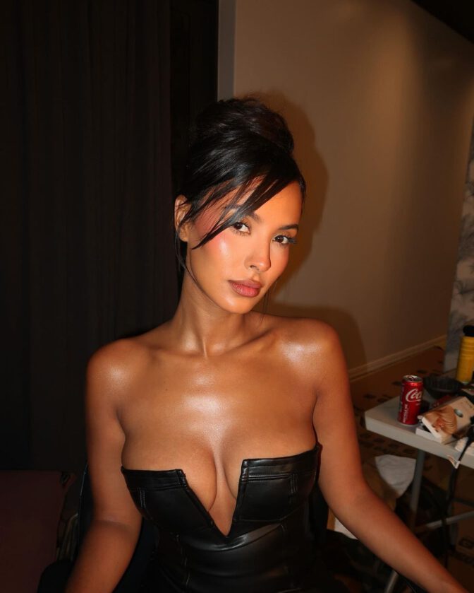 Maya Jama Big Breasts Black Dress