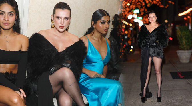 Sensational: Bella Thorne Stuns in Short Dress and Pantyhose at Christian Cowan RTW Fall 2024!