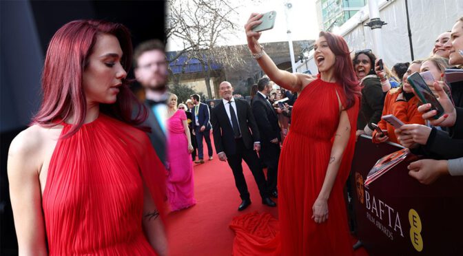 Dua Lipa’s Ravishing Red Attire: A Mesmerizing Sight at EE BAFTA Film Awards