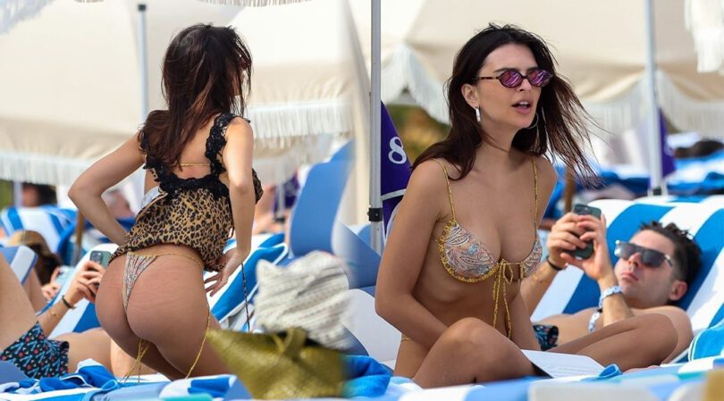 Emily Ratajkowski Stuns in Sexy Thong Bikini, Flaunting Spectacular Breasts and Perfect Ass in Miami Beach