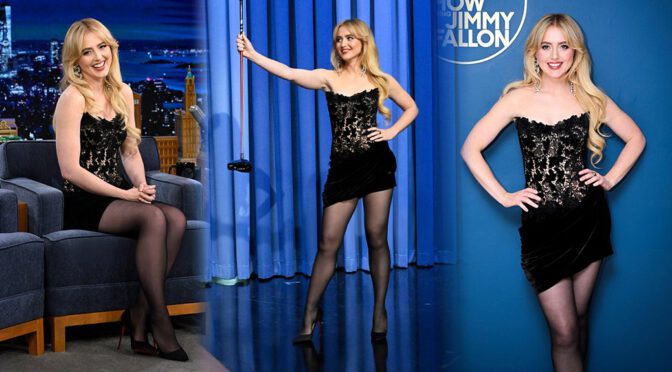 Kathryn Newton’s Dazzling Mini Dress and Black Stockings: A Night of Glamour on ‘The Tonight Show