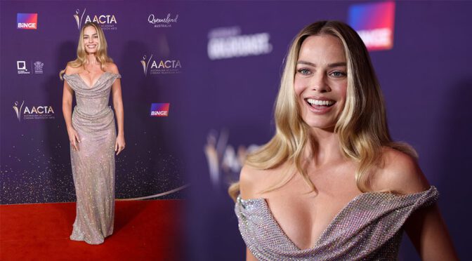 Glamorous Margot Robbie Turns Heads with Alluring Cleavage at AACTA Awards!