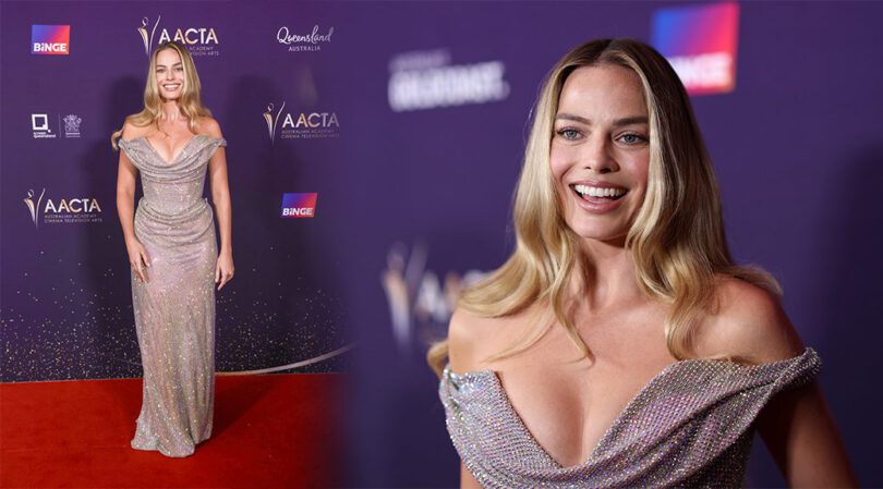 Glamorous Margot Robbie Turns Heads with Alluring Cleavage at AACTA Awards!