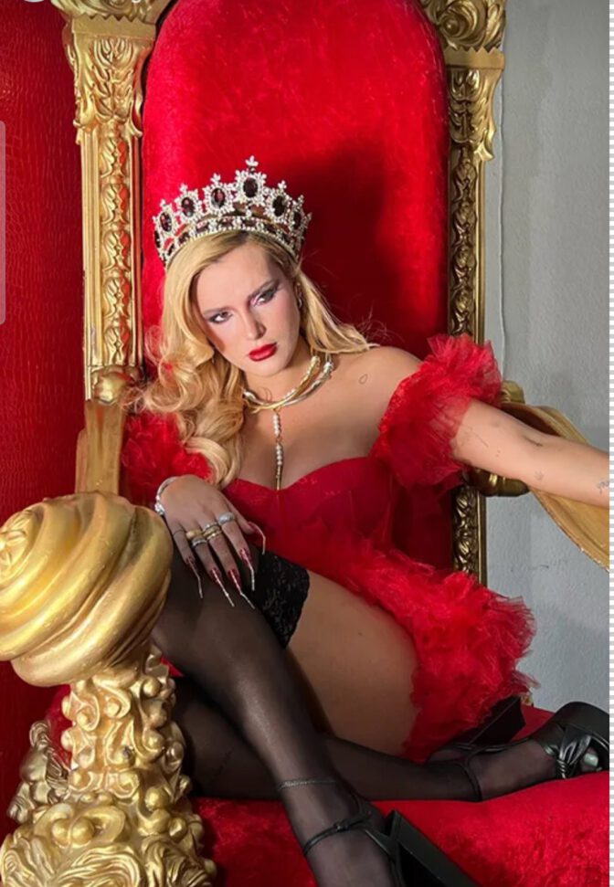 Bella Thorne Red Dress Black Stockings