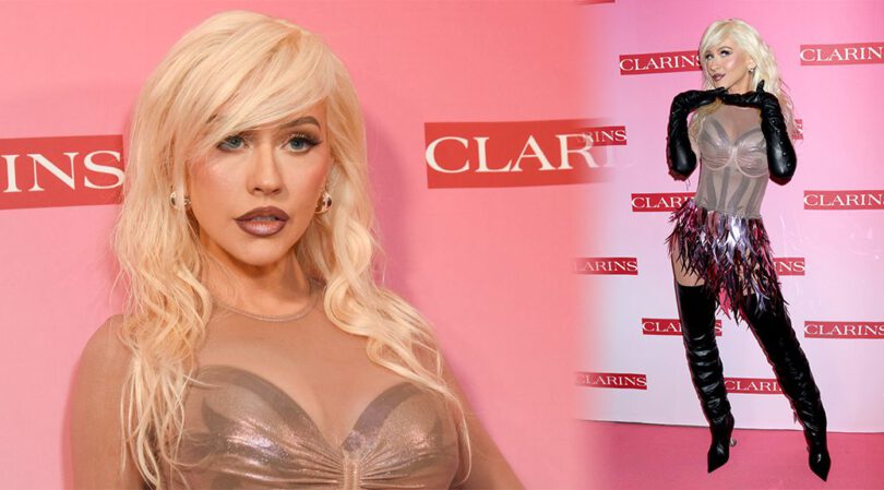 Cleavage Alert! Christina Aguilera Sets Temperatures Soaring at Clarins Launch Bash!