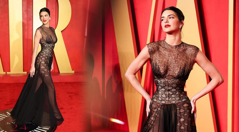 Kendall Jenner’s Jaw-Dropping Look at 2024 Vanity Fair Oscar Party: Sheer Elegance Unveiled