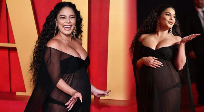 Vanessa Hudgens Turns Heads at 2024 Vanity Fair Oscar Party, Showcasing Pregnancy Glow and Stunning Cleavage