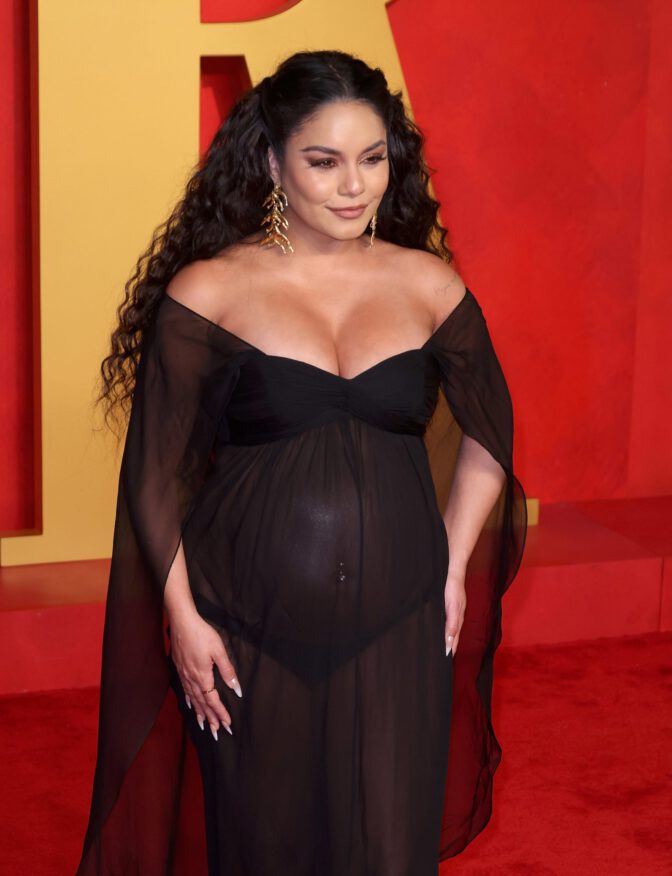 Vanessa Hudgens Sheer Dress Party Pregnant Body Cleavage