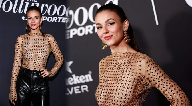 Unveiling Perfection: Victoria Justice’s Braless Beauty Steals Spotlight at Oscar Party