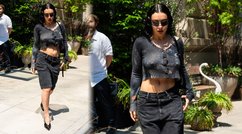 Charli XCX Flaunts Braless Boobs in See-Through Blouse