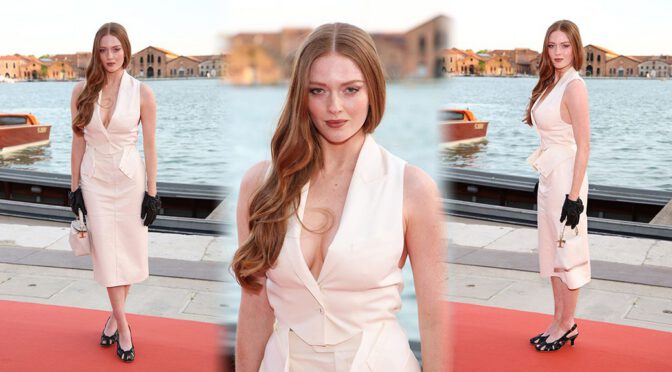 Ethereal Beauty: Larsen Thompson’s Enchanting Cleavage Graces the Venice Biennale Scene