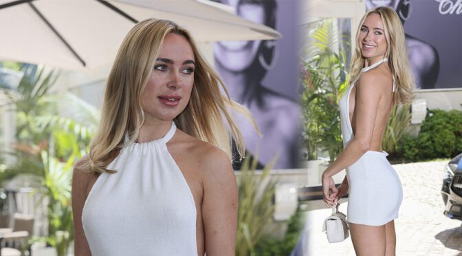 Cannes’ Sexiest Guest: Kimberley Garner Shows Off Perfect Legs and Teases with Side-Boobs