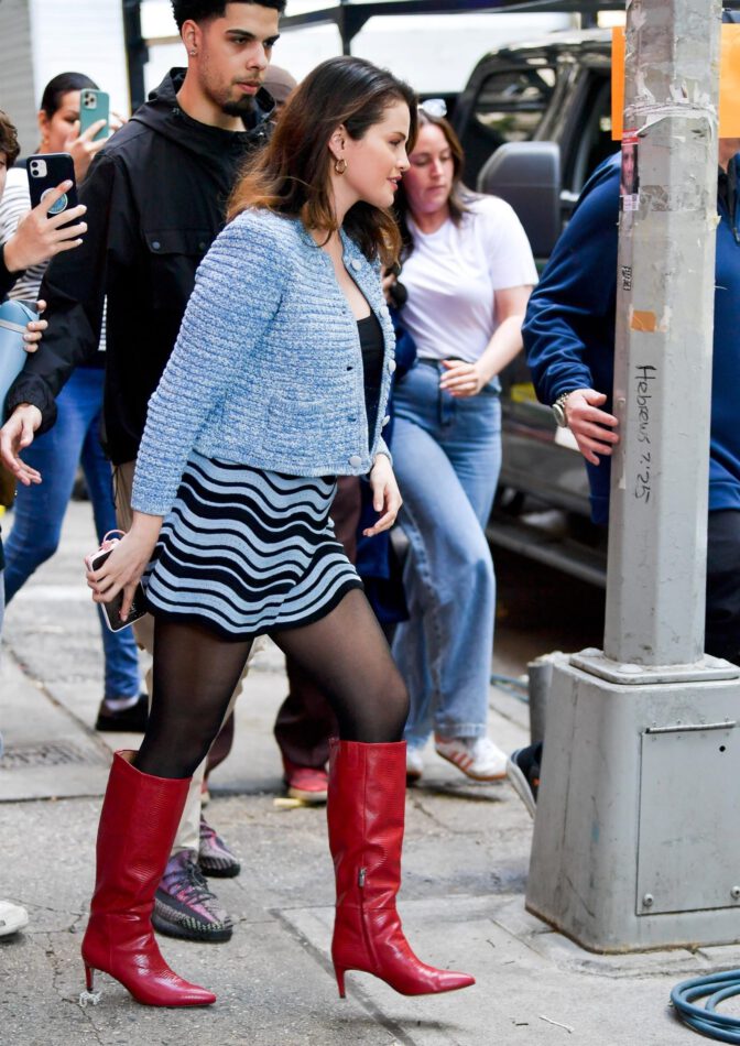 Selena Gomez Red Hot Boots Black Stockings Nyc