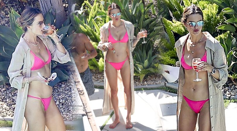 Alessandra Ambrosio Flaunts Sexy Curves in Revealing Bikini Poolside!