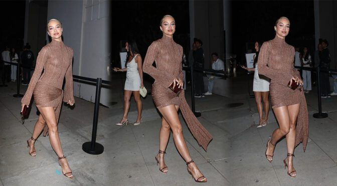 Jasmine Sanders Flaunts Her Sexy Legs in Stunning Short Dress at Patrick Ta’s Party