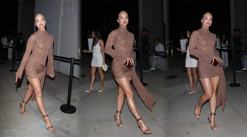 Jasmine Sanders Flaunts Her Sexy Legs in Stunning Short Dress at Patrick Ta’s Party