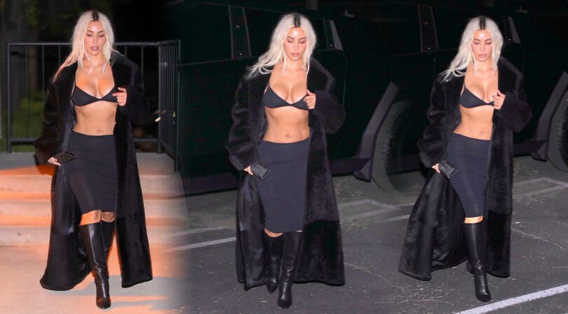 Kim Kardashian Turns Heads with Plunging Bra, Big Breasts Steal the Show in Beverly Hills
