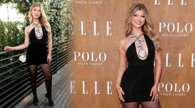 Loren Gray Sizzles in Sultry Black Mini Dress & Stockings at Elle Event!