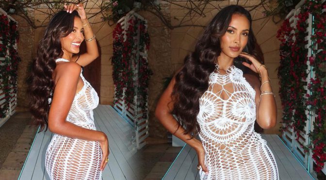 Maya Jama’s Seductive Photo Shoot: Braless in White, Teasing with Her Curves