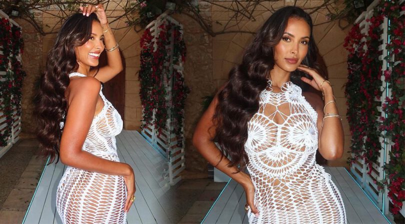 Maya Jama’s Seductive Photo Shoot: Braless in White, Teasing with Her Curves