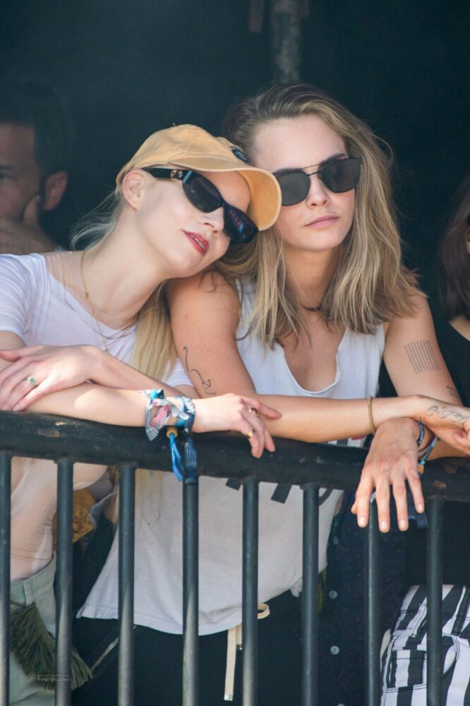 Cara Delevingne Anya Taylor Joy Sexy Braless Glastonbury