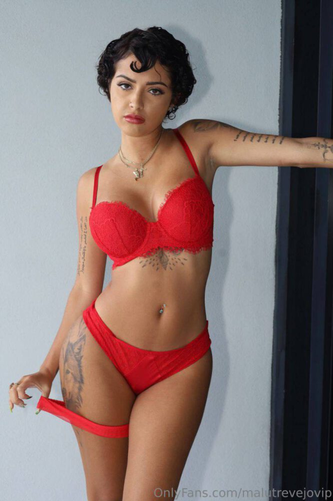 Malu Trevejo Red Lingerie Erotic Photo Shoot