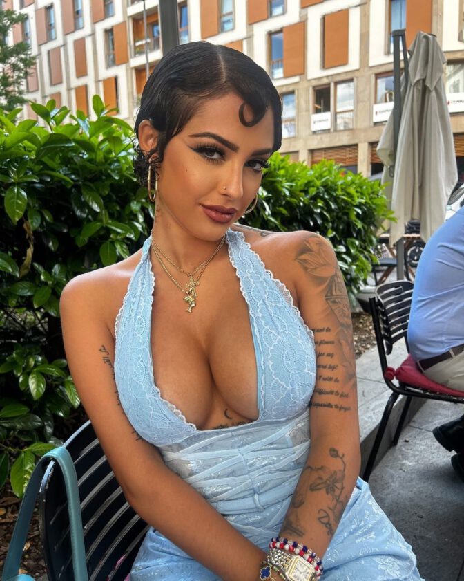Malu Trevejo Sexy Shoot Big Boobs Low Cut Dress