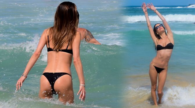 Alessandra Ambrósio Flaunts Her Sexy Body in Tiny Black Bikini in Florianópolis!