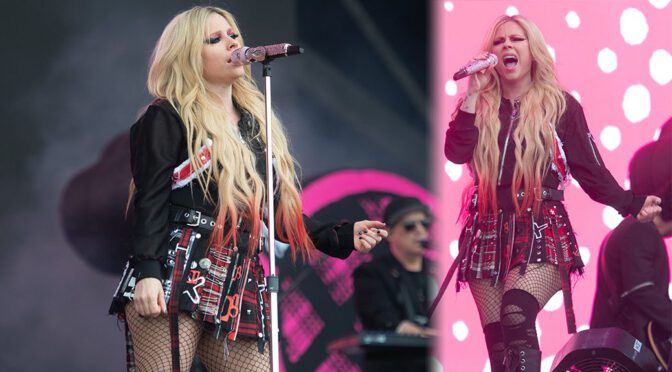 Avril Lavigne Stuns in Sexy Fishnet Stockings at Glastonbury 2024