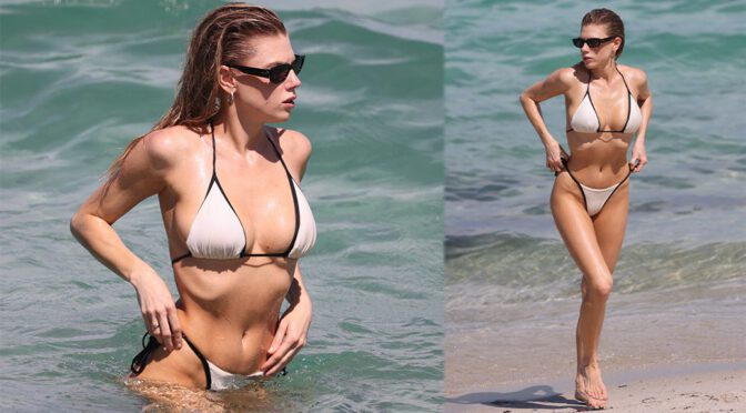 Charlotte McKinney Turns Heads in Sexy White Bikini on Miami Beach