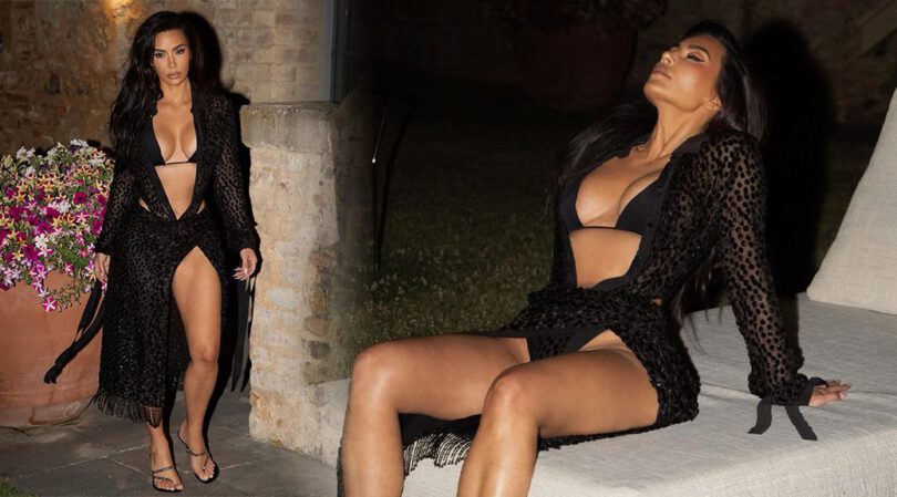 Kim Kardashian’s Bold Bikini Photo Shoot: Sensational Curves in Small Black Bikini