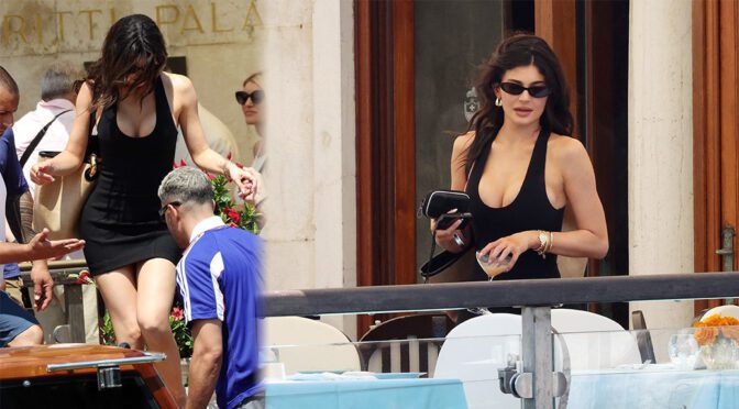 Kylie Jenner Stuns in Black Mini Dress Showing Off Her Curves in Venice