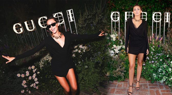 Miley Cyrus Stuns in a Sexy Black Dress at Gucci Party, Flaunting Her Gorgeous Legs!