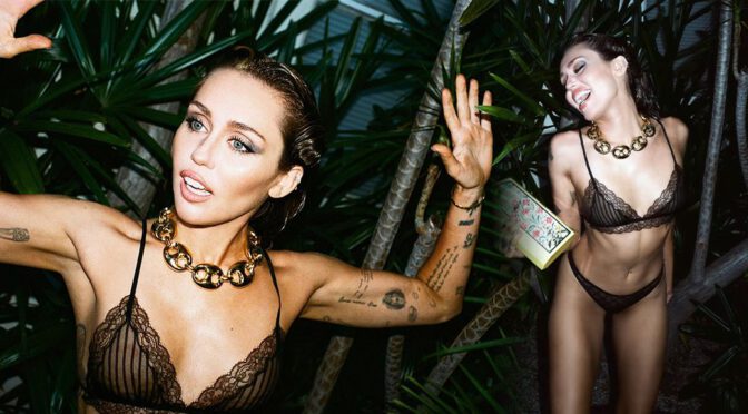 Miley Cyrus Seduces in Sensational Bra and Panties for Gucci Launch