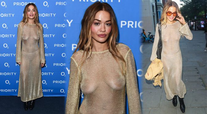 Rita Ora Stuns in Sheer Braless Look at Girls Aloud Concert – Bare Boobs with Nipple Pasties!