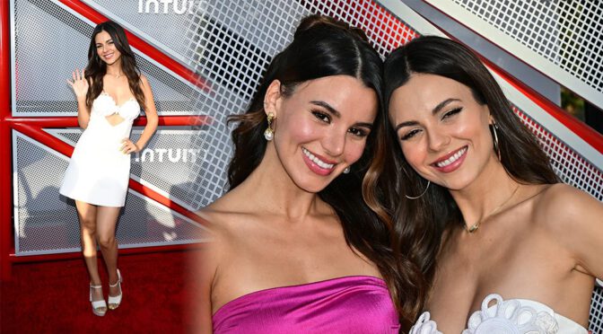 Victoria Justice Radiates Beauty in Flirty White Dress at Intuit Dome Opening