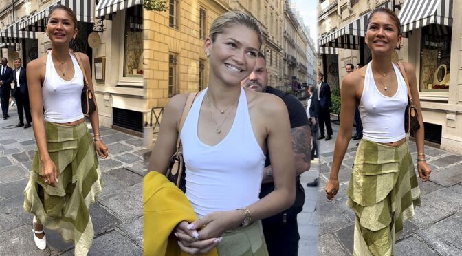Zendaya’s Daring Braless Look: White Top Highlights Sexy Nipples in Paris
