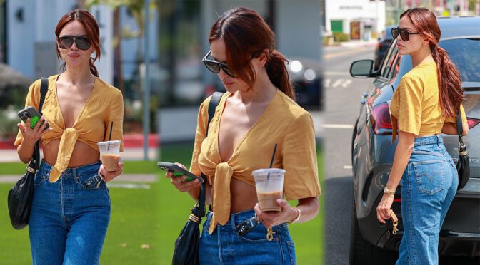 Eiza Gonzalez Rocks Trendy Jeans and Teases a Little Cleavage in West Hollywood