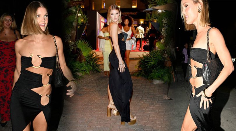 Joy Corrigan Bares It All in Sexy Cut-Out Black Dress at L.A. Event