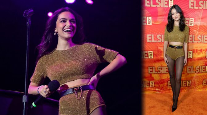 Rachel Zegler Stuns in Stylish Hot Pants and Black Hose at Elsie Fest NYC