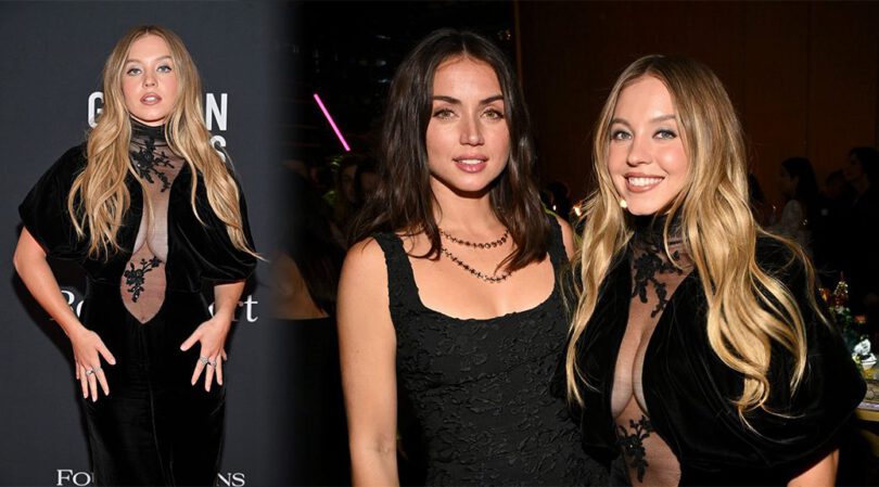 Sydney Sweeney Flaunts Her Big Breasts in a Sultry Look at The Road to the Golden Globes Party!