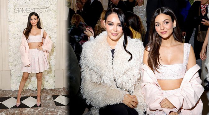 Victoria Justice Stuns in Flirty Ensemble, Highlighting Her Long Legs at Fashion Week