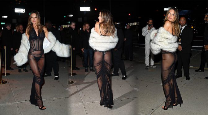 Alessandra Ambrosio Rocks a Sheer Gown, Bare Ass and Lingerie on Full Display at NYC Party